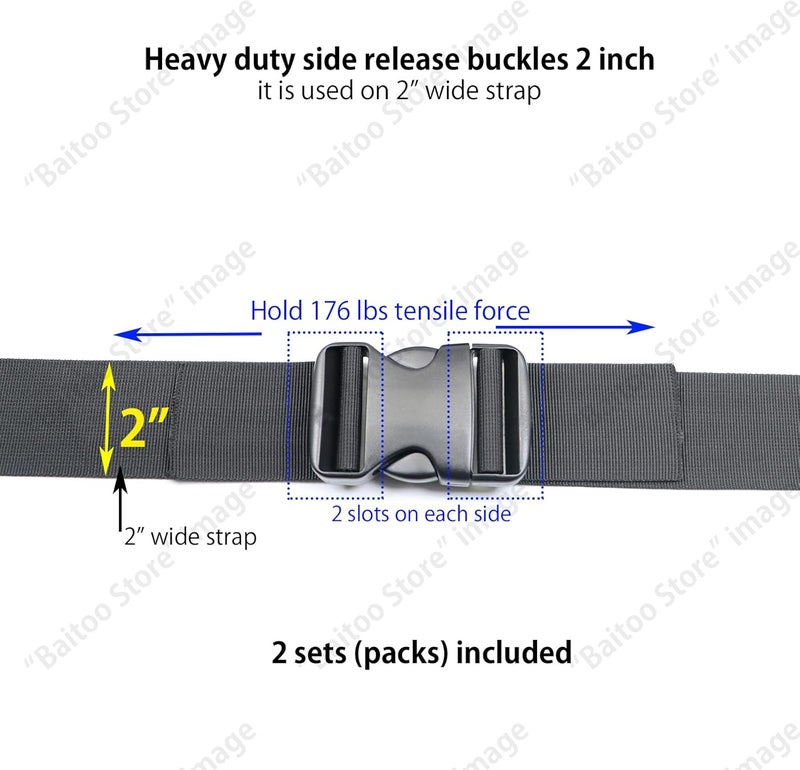 Baitoo Side Release Buckles Heavy Duty Plastic Buckle Snap Clips Clasps Backpack Buckle Replacement for Strap - Image 4